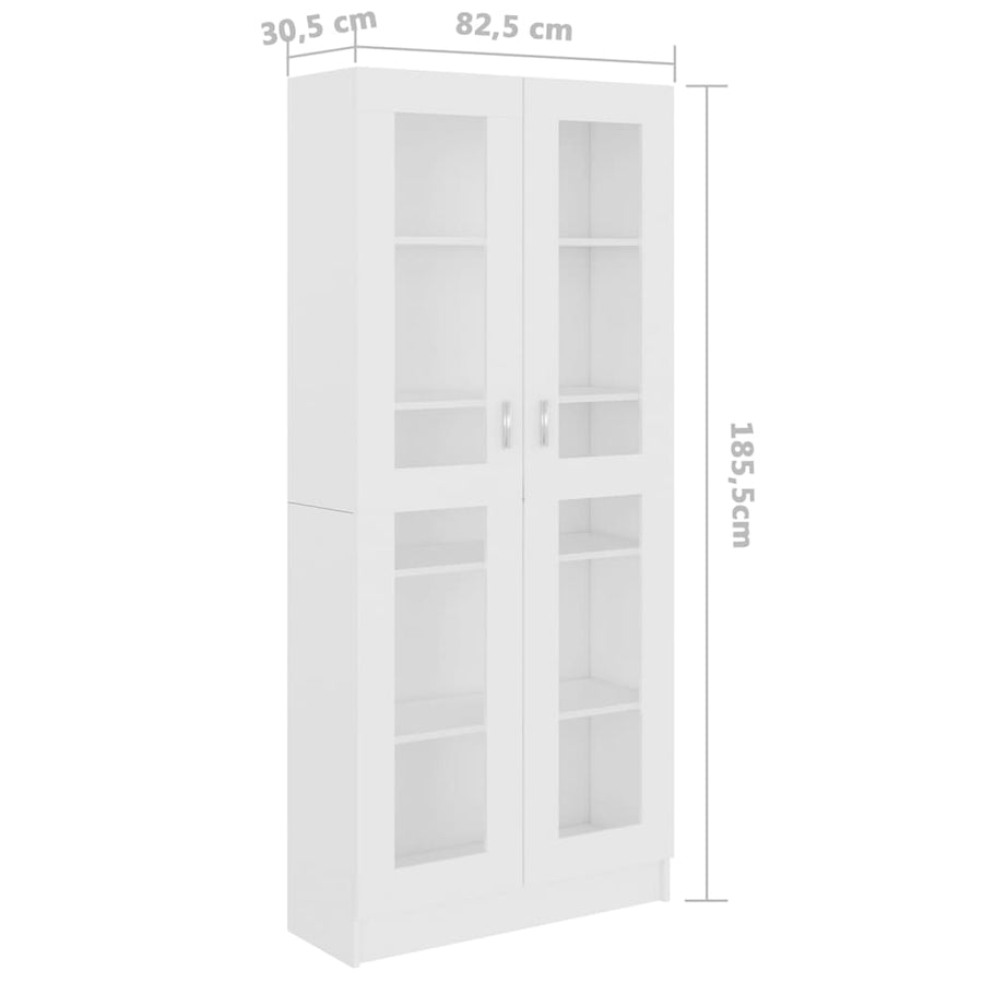 Vitrinekast 82,5X30,5X85,5 Cm Spaanplaat 82.5 x 30.5 x 185.5 cm Wit