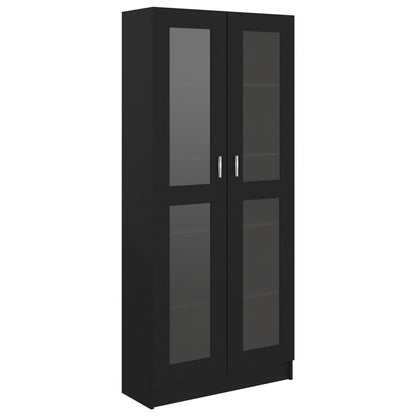 Vitrinekast 82,5x30,5x185,5 cm spaanplaat zwart 82.5 x 30.5 x 185.5 cm Zwart
