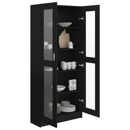Vitrinekast 82,5x30,5x185,5 cm spaanplaat zwart 82.5 x 30.5 x 185.5 cm Zwart