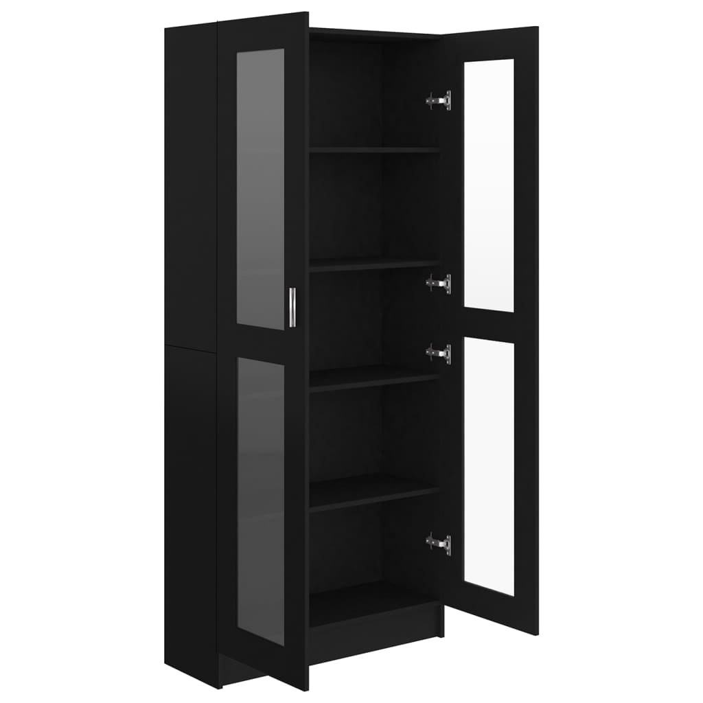 Vitrinekast 82,5x30,5x185,5 cm spaanplaat zwart 82.5 x 30.5 x 185.5 cm Zwart
