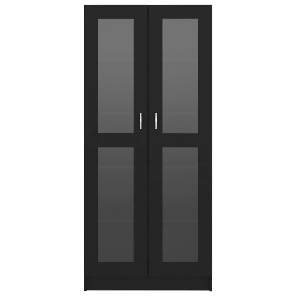 Vitrinekast 82,5x30,5x185,5 cm spaanplaat zwart 82.5 x 30.5 x 185.5 cm Zwart