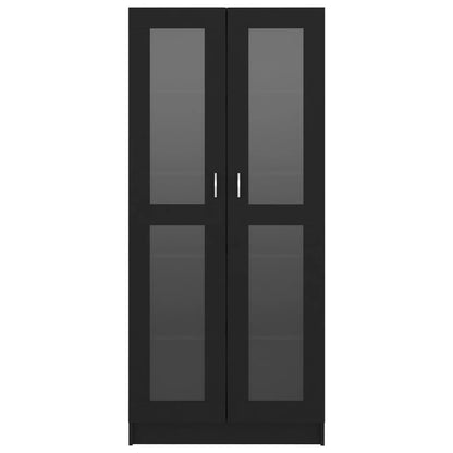 Vitrinekast 82,5x30,5x185,5 cm spaanplaat zwart 82.5 x 30.5 x 185.5 cm Zwart