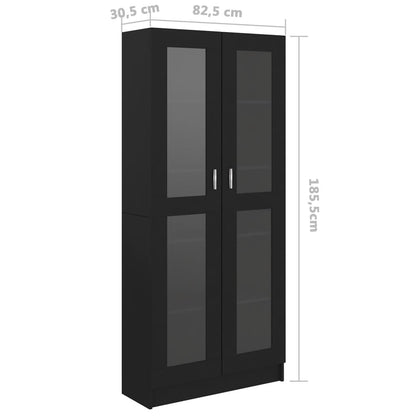 Vitrinekast 82,5x30,5x185,5 cm spaanplaat zwart 82.5 x 30.5 x 185.5 cm Zwart