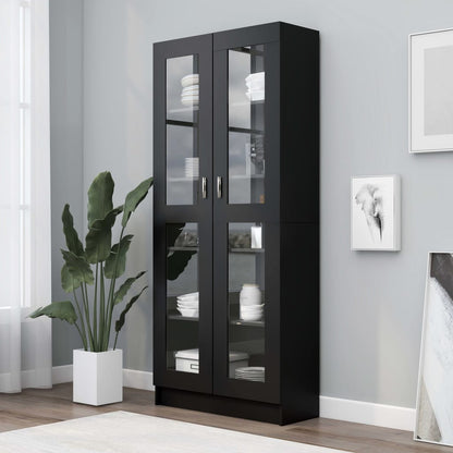 Vitrinekast 82,5x30,5x185,5 cm spaanplaat zwart 82.5 x 30.5 x 185.5 cm Zwart