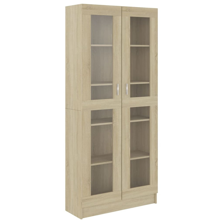 Vitrinekast 82,5x30,5x185,5 cm spaanplaat sonoma eikenkleurig 82.5 x 30.5 x 185.5 cm Sonoma eiken