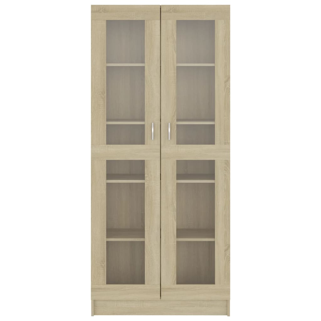 Vitrinekast 82,5x30,5x185,5 cm spaanplaat sonoma eikenkleurig 82.5 x 30.5 x 185.5 cm Sonoma eiken