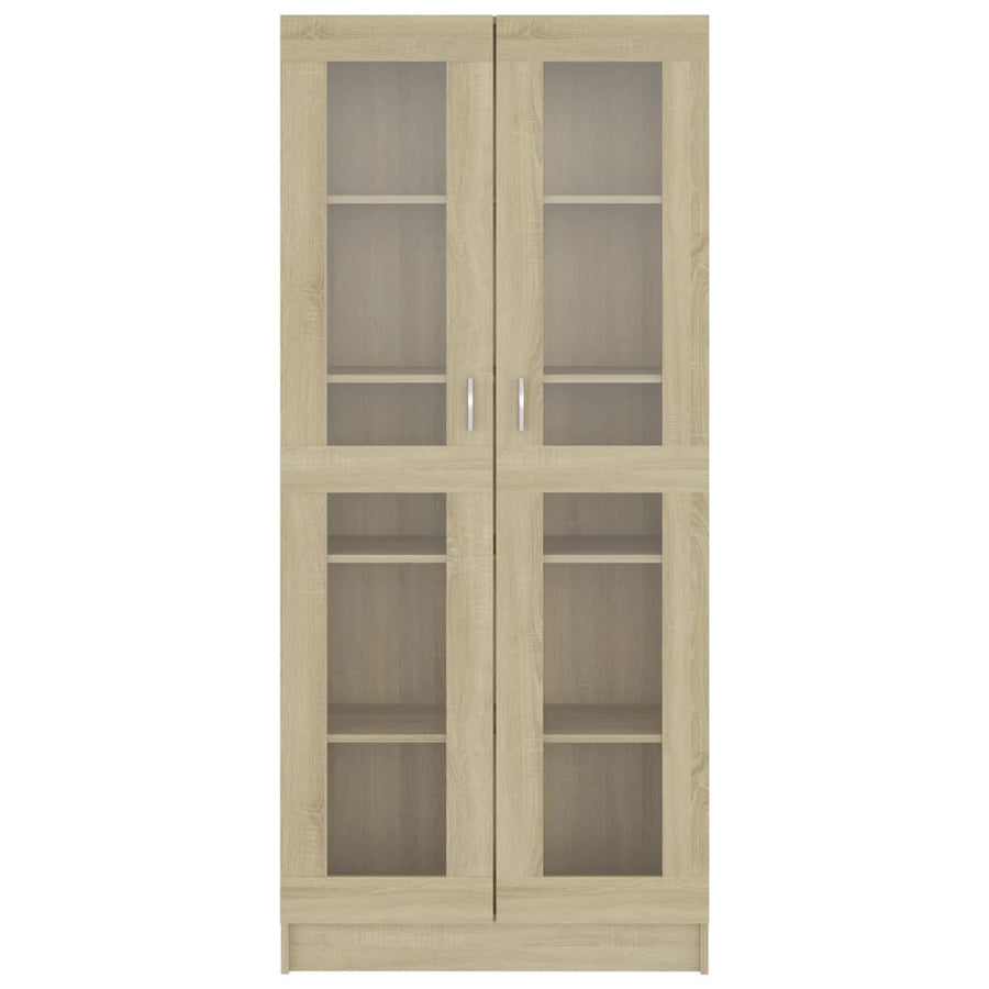 Vitrinekast 82,5x30,5x185,5 cm spaanplaat sonoma eikenkleurig 82.5 x 30.5 x 185.5 cm Sonoma eiken