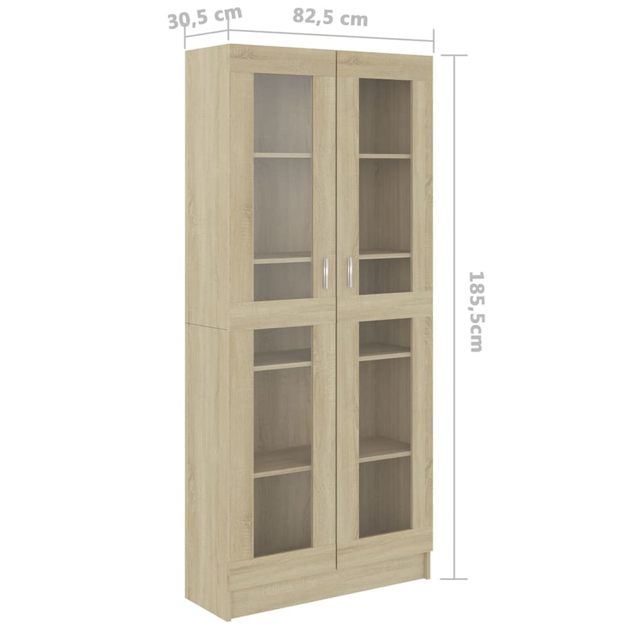 Vitrinekast 82,5x30,5x185,5 cm spaanplaat sonoma eikenkleurig 82.5 x 30.5 x 185.5 cm Sonoma eiken