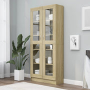 Vitrinekast 82,5x30,5x185,5 cm spaanplaat sonoma eiken
