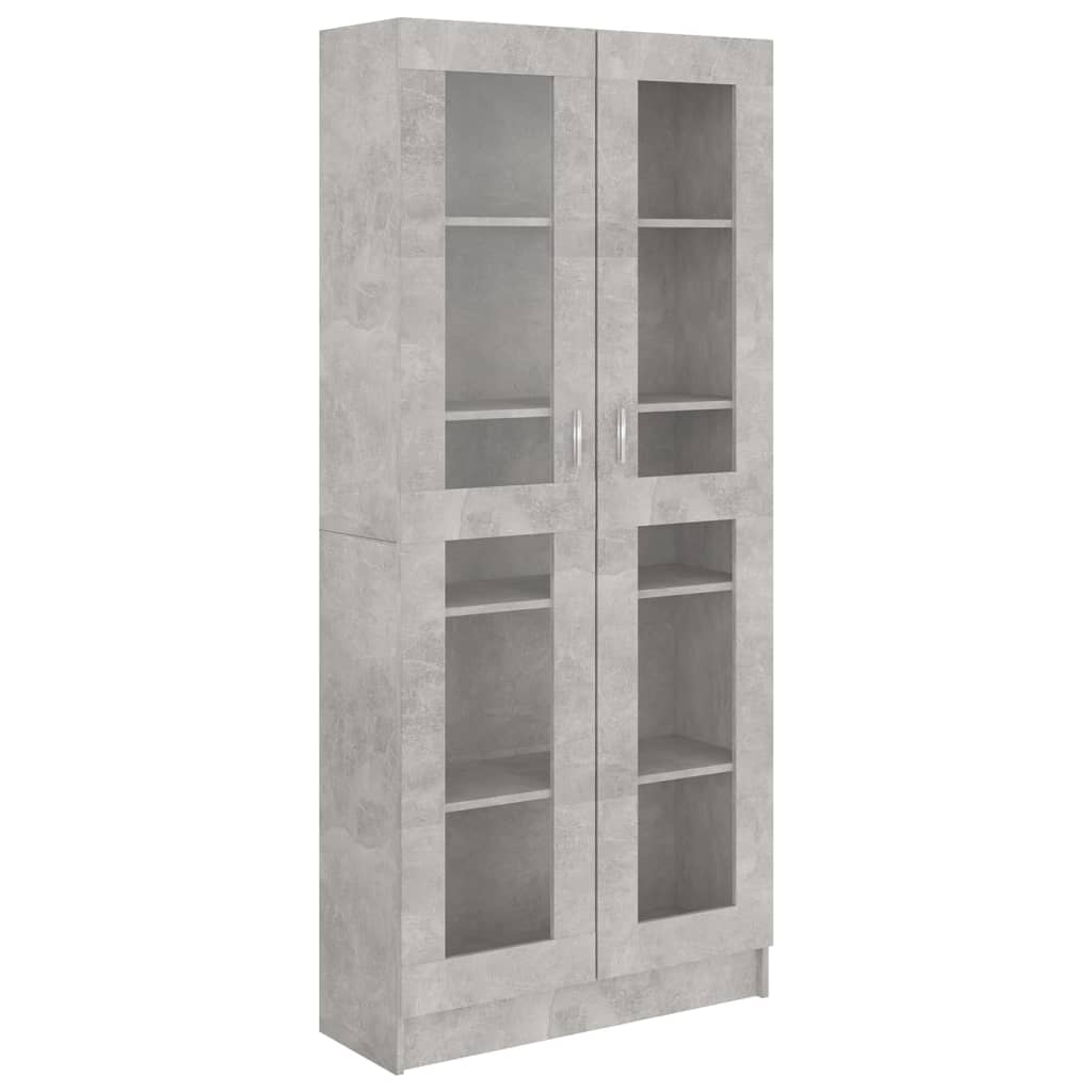 Vitrinekast 82,5X30,5X85,5 Cm Spaanplaat 82.5 x 30.5 x 185.5 cm Betongrijs