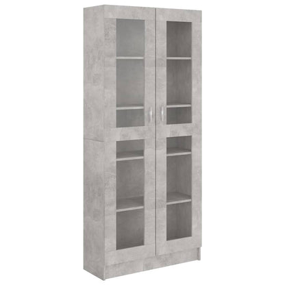 Vitrinekast 82,5X30,5X85,5 Cm Spaanplaat 82.5 x 30.5 x 185.5 cm Betongrijs