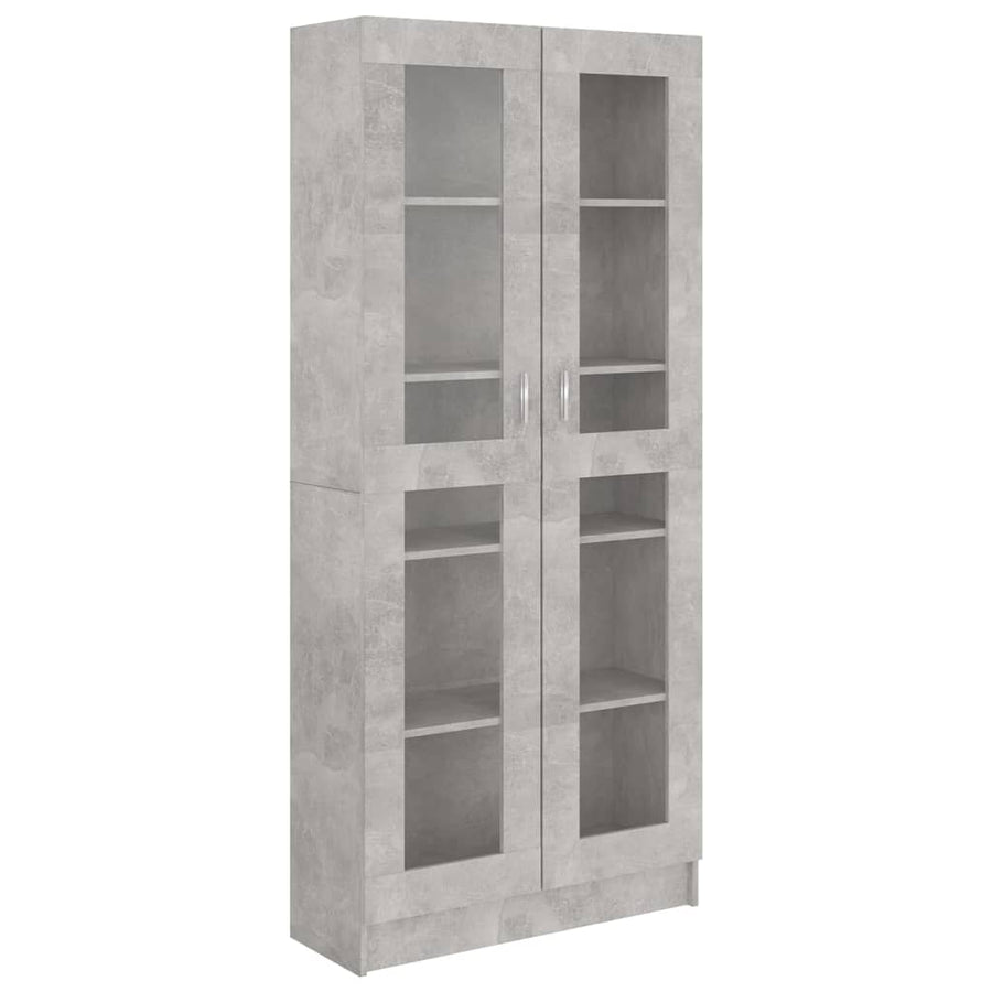 Vitrinekast 82,5X30,5X85,5 Cm Spaanplaat 82.5 x 30.5 x 185.5 cm Betongrijs