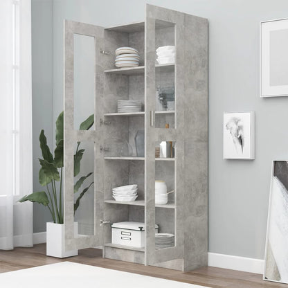 Vitrinekast 82,5X30,5X85,5 Cm Spaanplaat 82.5 x 30.5 x 185.5 cm Betongrijs