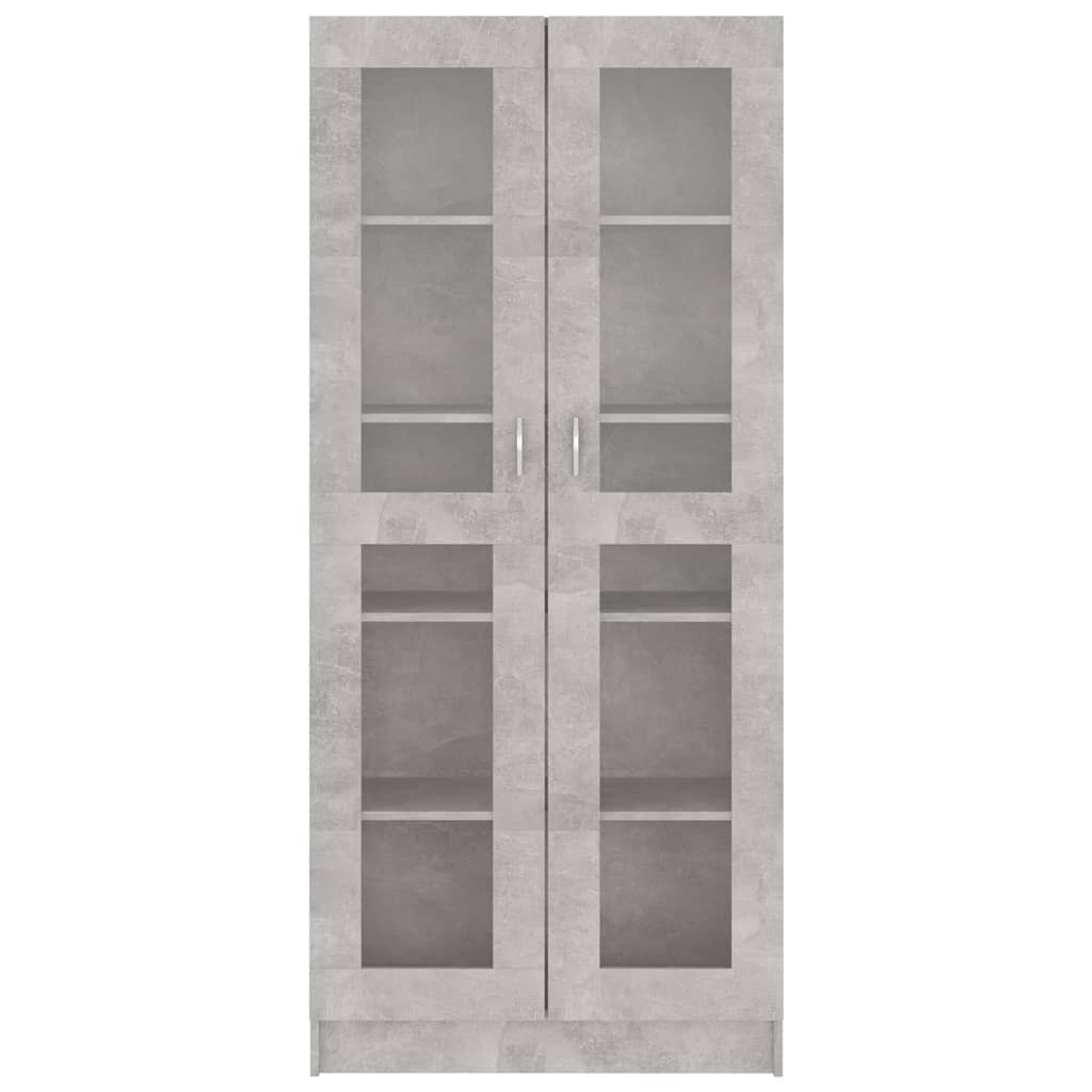 Vitrinekast 82,5X30,5X85,5 Cm Spaanplaat 82.5 x 30.5 x 185.5 cm Betongrijs