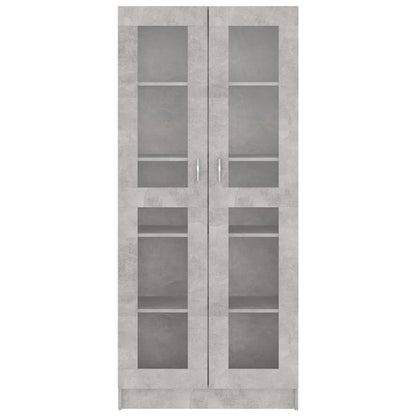 Vitrinekast 82,5X30,5X85,5 Cm Spaanplaat 82.5 x 30.5 x 185.5 cm Betongrijs