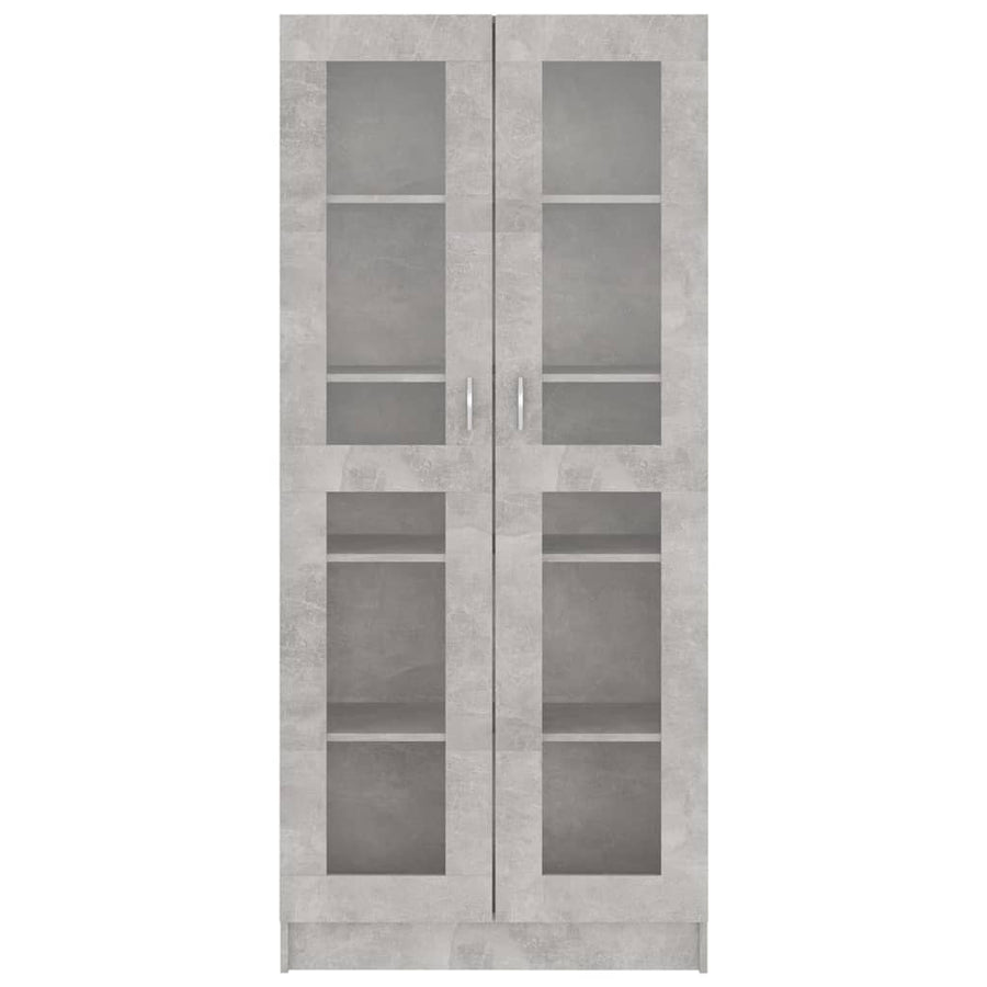 Vitrinekast 82,5X30,5X85,5 Cm Spaanplaat 82.5 x 30.5 x 185.5 cm Betongrijs