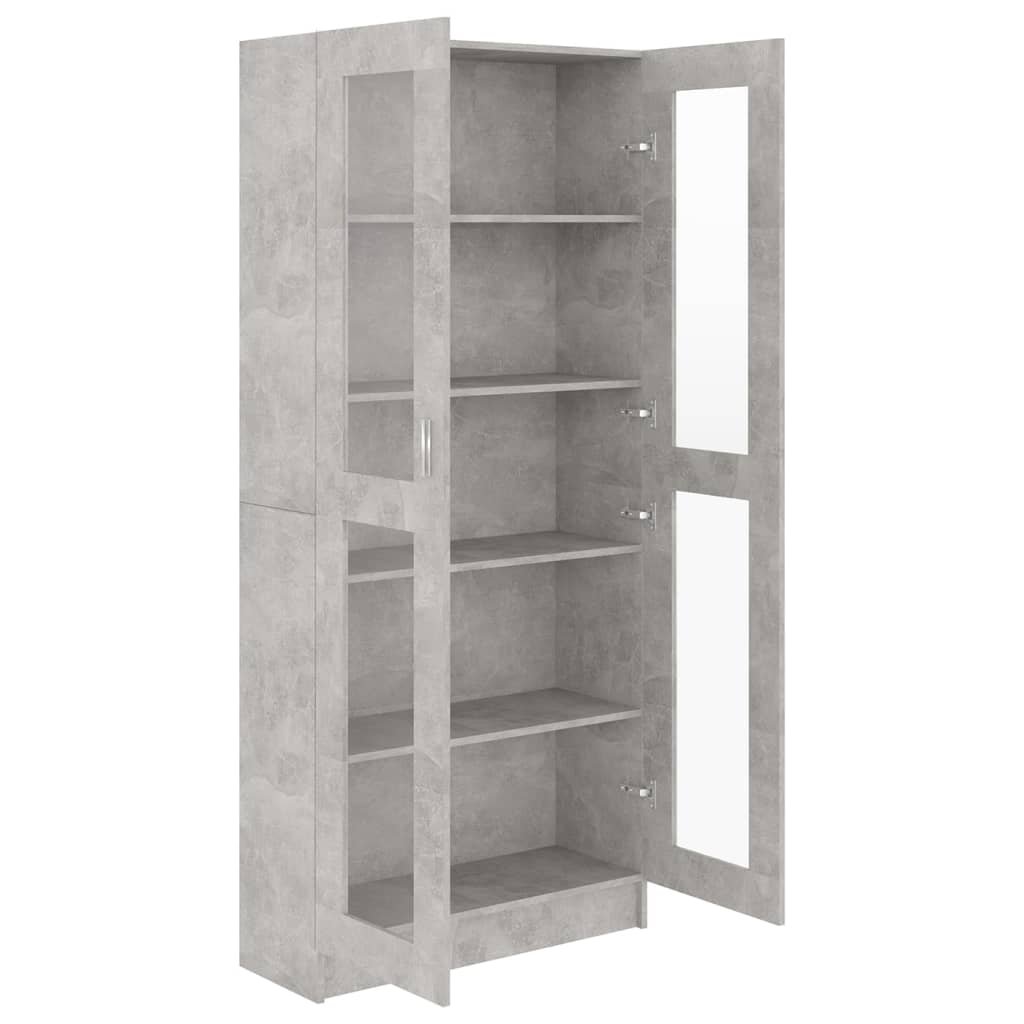 Vitrinekast 82,5X30,5X85,5 Cm Spaanplaat 82.5 x 30.5 x 185.5 cm Betongrijs