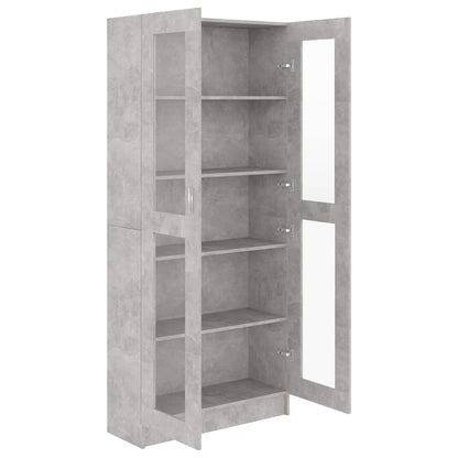Vitrinekast 82,5X30,5X85,5 Cm Spaanplaat 82.5 x 30.5 x 185.5 cm Betongrijs