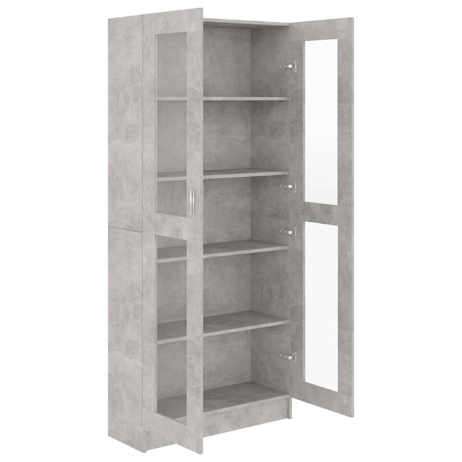 Vitrinekast 82,5X30,5X85,5 Cm Spaanplaat 82.5 x 30.5 x 185.5 cm Betongrijs