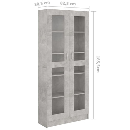 Vitrinekast 82,5X30,5X85,5 Cm Spaanplaat 82.5 x 30.5 x 185.5 cm Betongrijs