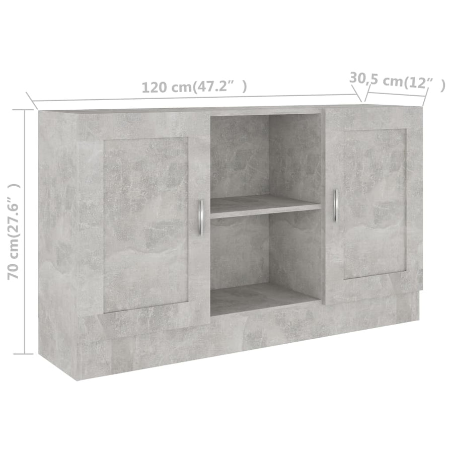 Dressoir 20X30,5X70 Cm Spaanplaat Betongrijs Bewerkt hout