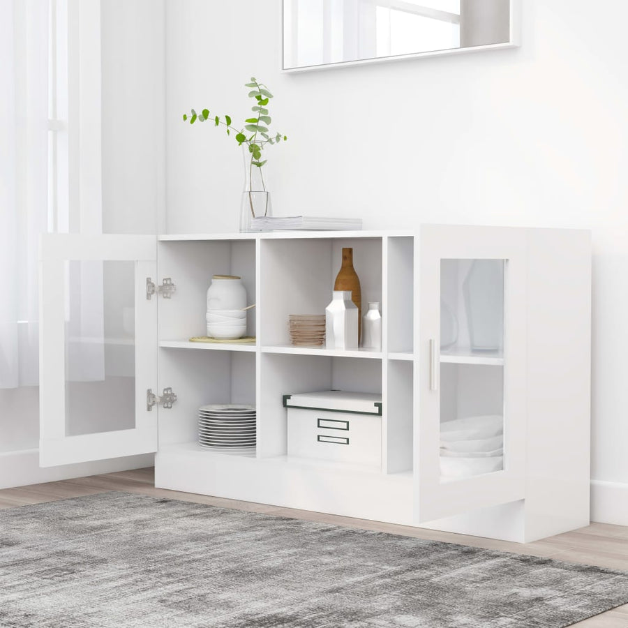 Vitrinekast 20X30,5X70 Cm Spaanplaat Wit Bewerkt hout en glas