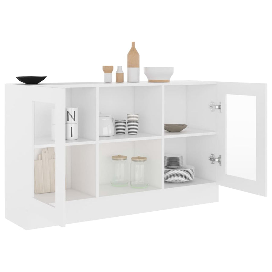 Vitrinekast 20X30,5X70 Cm Spaanplaat Wit Bewerkt hout en glas