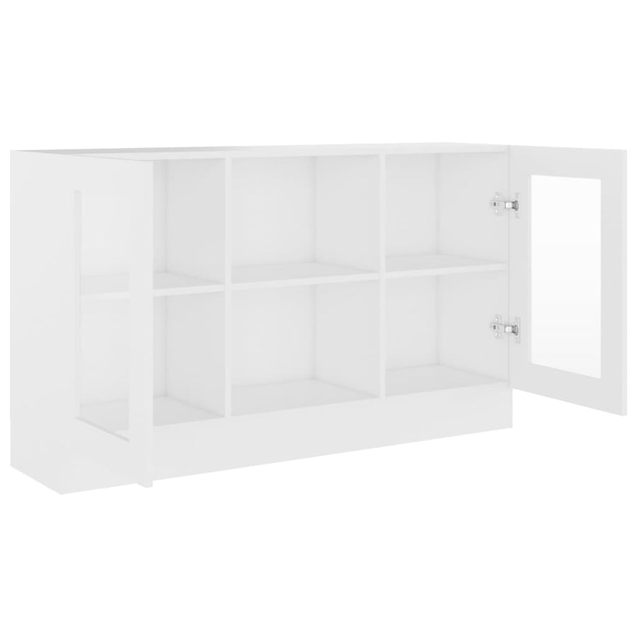 Vitrinekast 20X30,5X70 Cm Spaanplaat Wit Bewerkt hout en glas