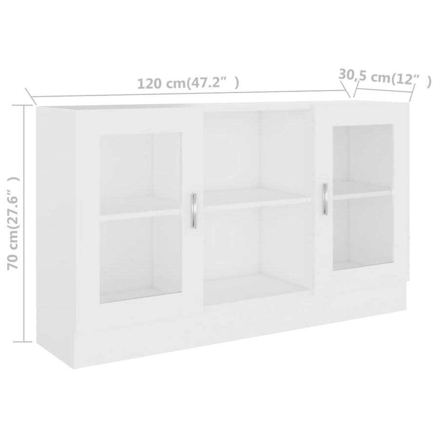 Vitrinekast 20X30,5X70 Cm Spaanplaat Wit Bewerkt hout en glas