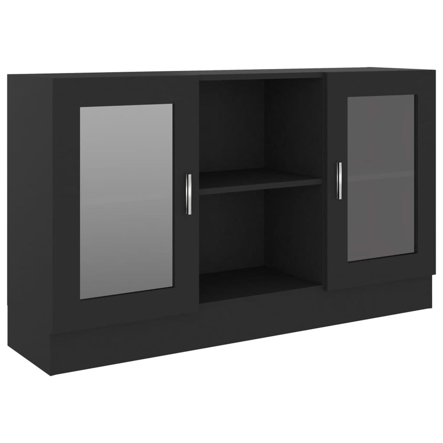 Vitrinekast 20X30,5X70 Cm Bewerkt Hout Zwart Bewerkt hout en glas