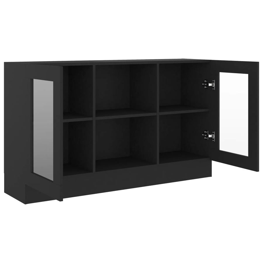 Vitrinekast 20X30,5X70 Cm Bewerkt Hout Zwart Bewerkt hout en glas