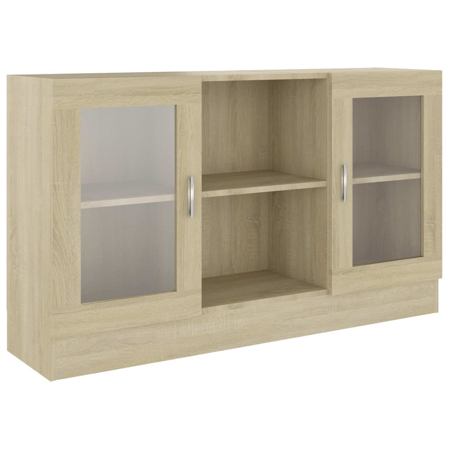 Vitrinekast 20X30,5X70 Cm Spaanplaat Kleurig Sonoma eiken Bewerkt hout en glas