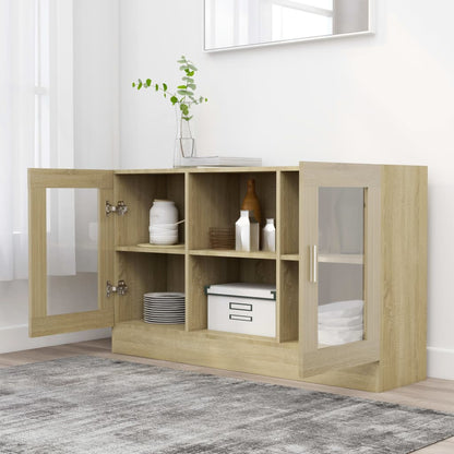 Vitrinekast 20X30,5X70 Cm Spaanplaat Kleurig Sonoma eiken Bewerkt hout en glas