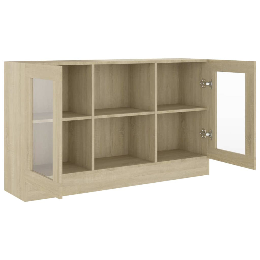 Vitrinekast 20X30,5X70 Cm Spaanplaat Kleurig Sonoma eiken Bewerkt hout en glas