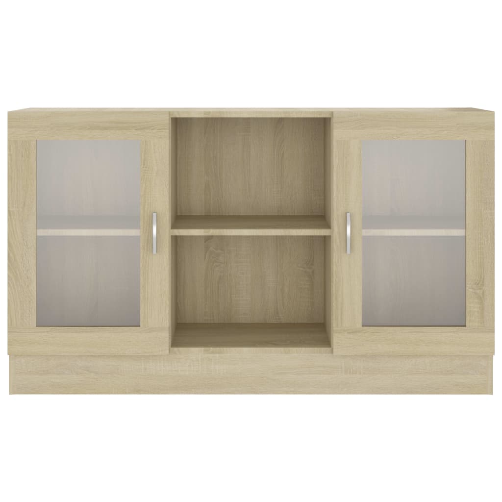 Vitrinekast 20X30,5X70 Cm Spaanplaat Kleurig Sonoma eiken Bewerkt hout en glas