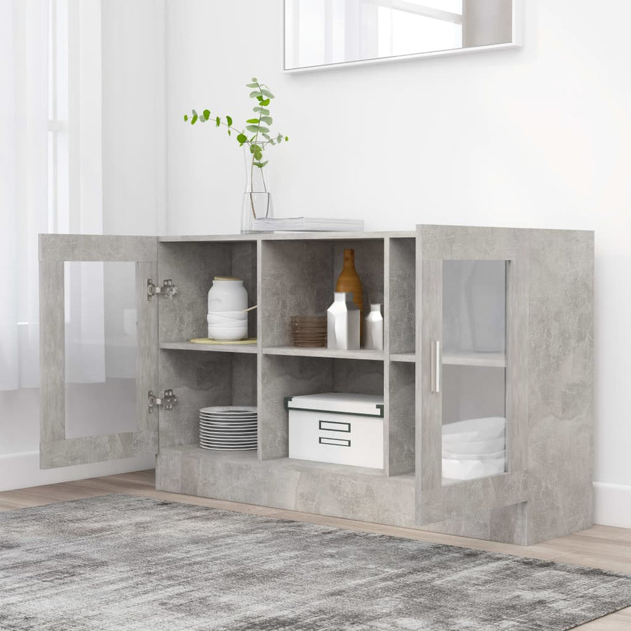 Vitrinekast 20X30,5X70 Cm Spaanplaat Betongrijs Bewerkt hout en glas