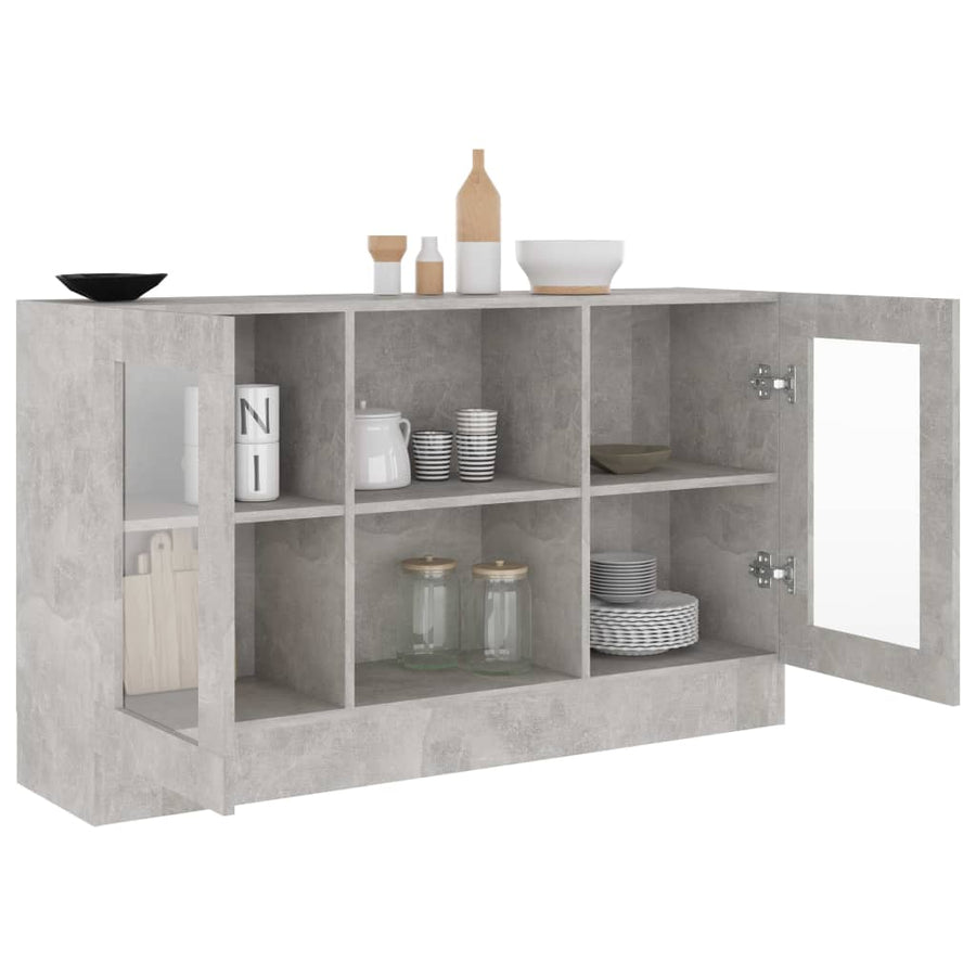 Vitrinekast 20X30,5X70 Cm Spaanplaat Betongrijs Bewerkt hout en glas