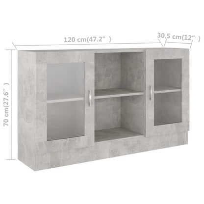 Vitrinekast 20X30,5X70 Cm Spaanplaat Betongrijs Bewerkt hout en glas
