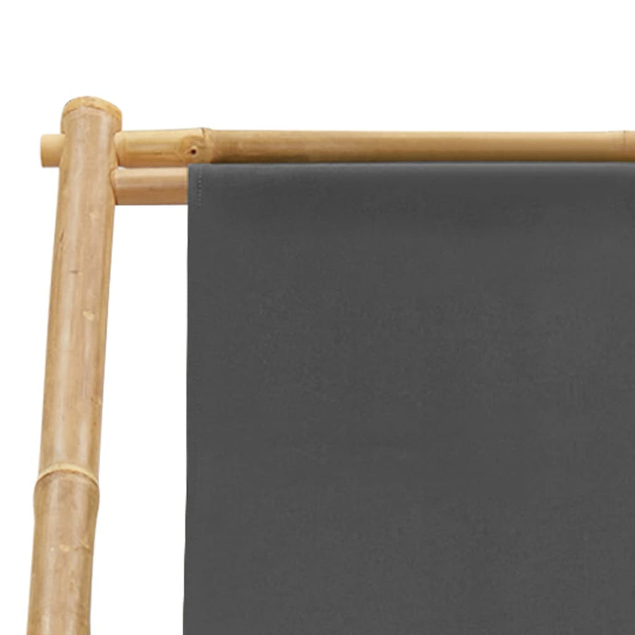 Ligstoel Bamboe En Canvas Donkergrijs