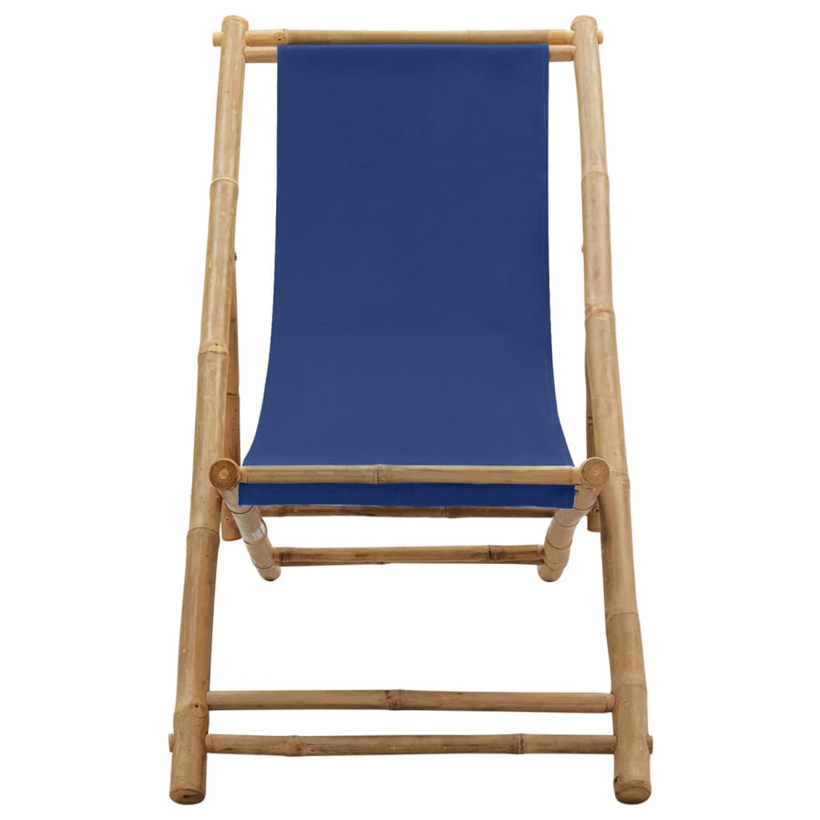 Ligstoel Bamboe En Canvas Marine Blauw