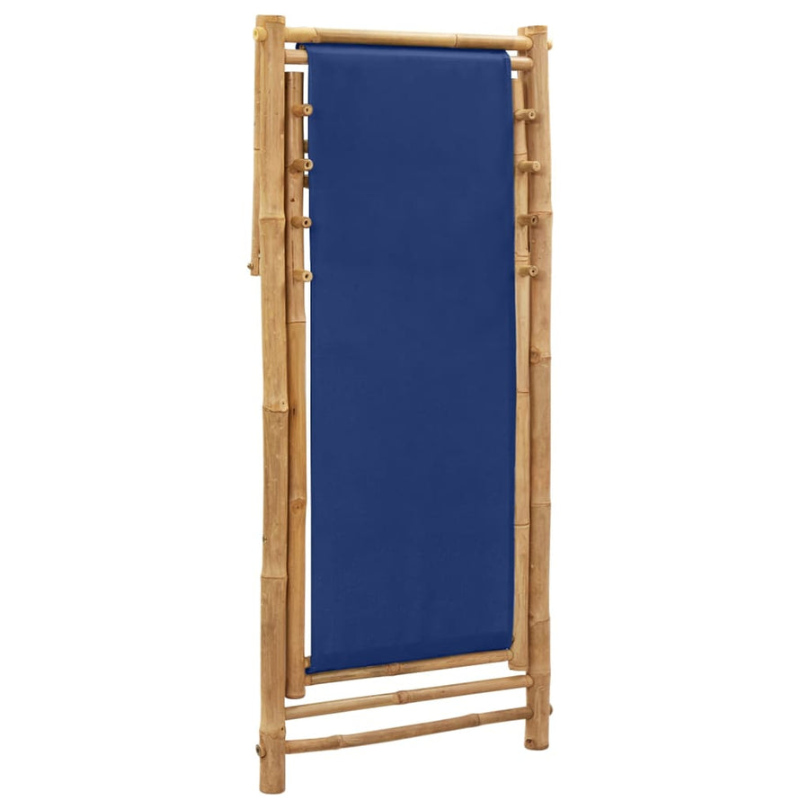 Ligstoel Bamboe En Canvas Marine Blauw
