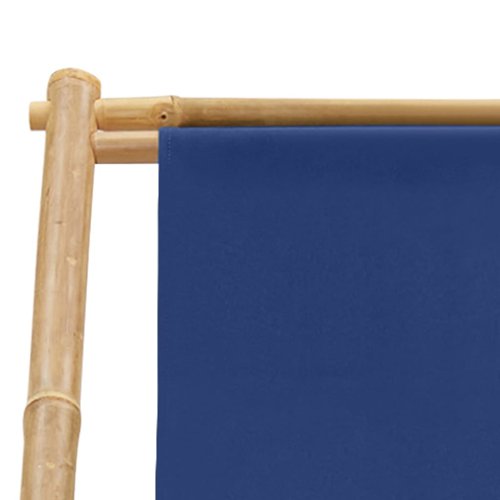 Ligstoel Bamboe En Canvas Marine Blauw