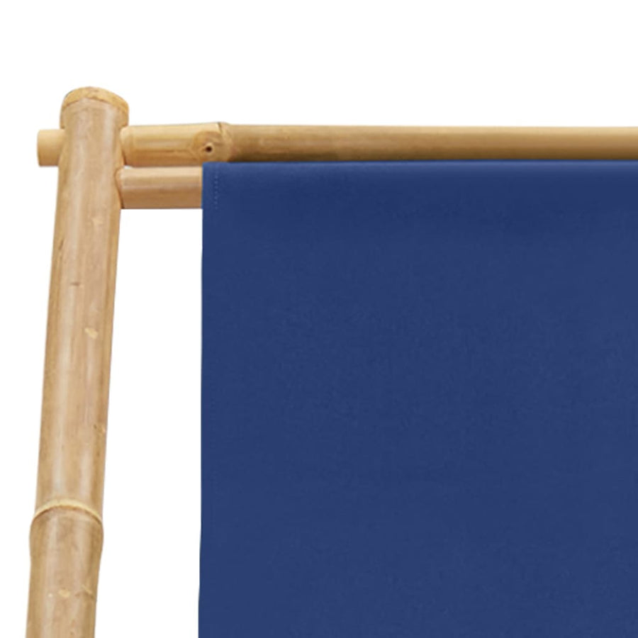 Ligstoel Bamboe En Canvas Marine Blauw