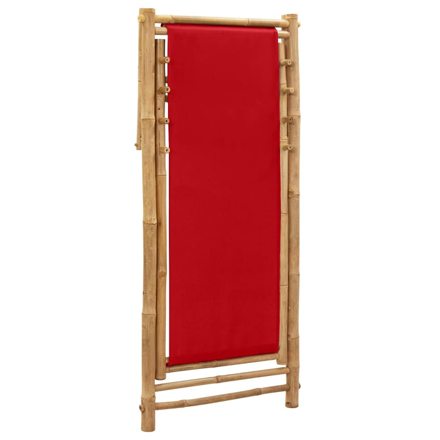 Ligstoel Bamboe En Canvas Rood
