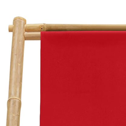 Ligstoel Bamboe En Canvas Rood