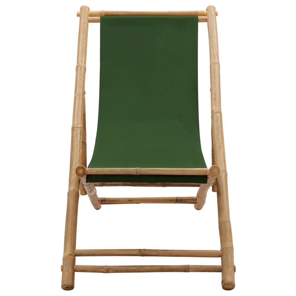 Ligstoel Bamboe En Canvas Groen