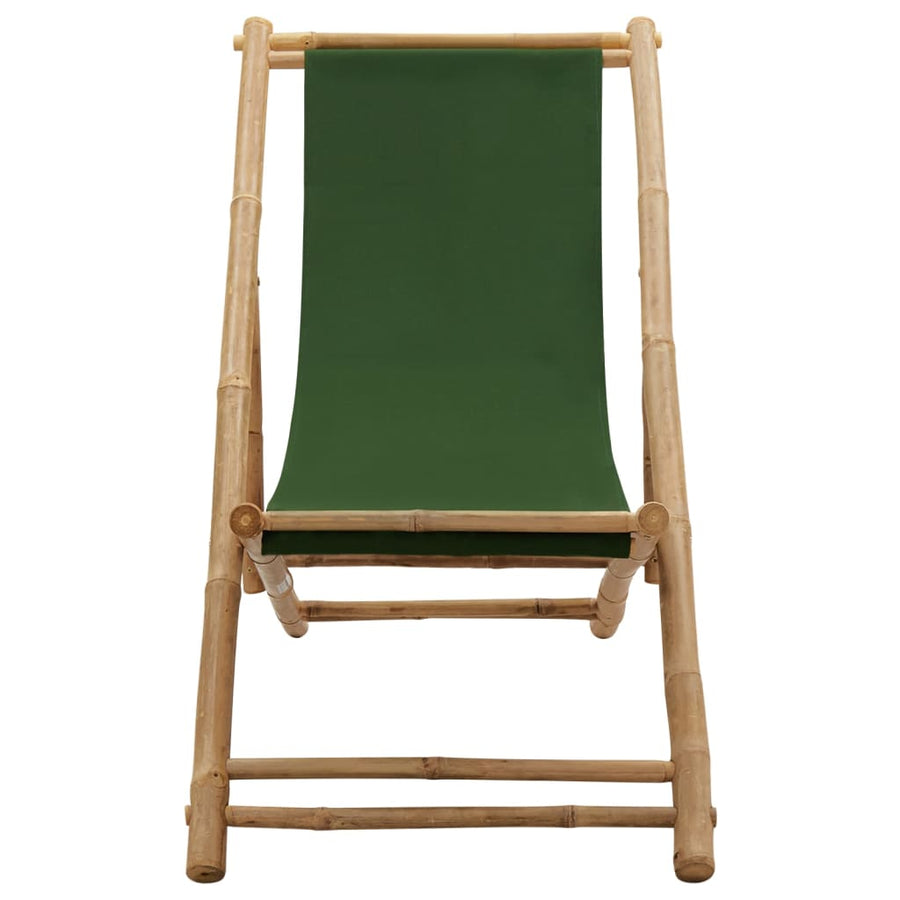 Ligstoel Bamboe En Canvas Groen