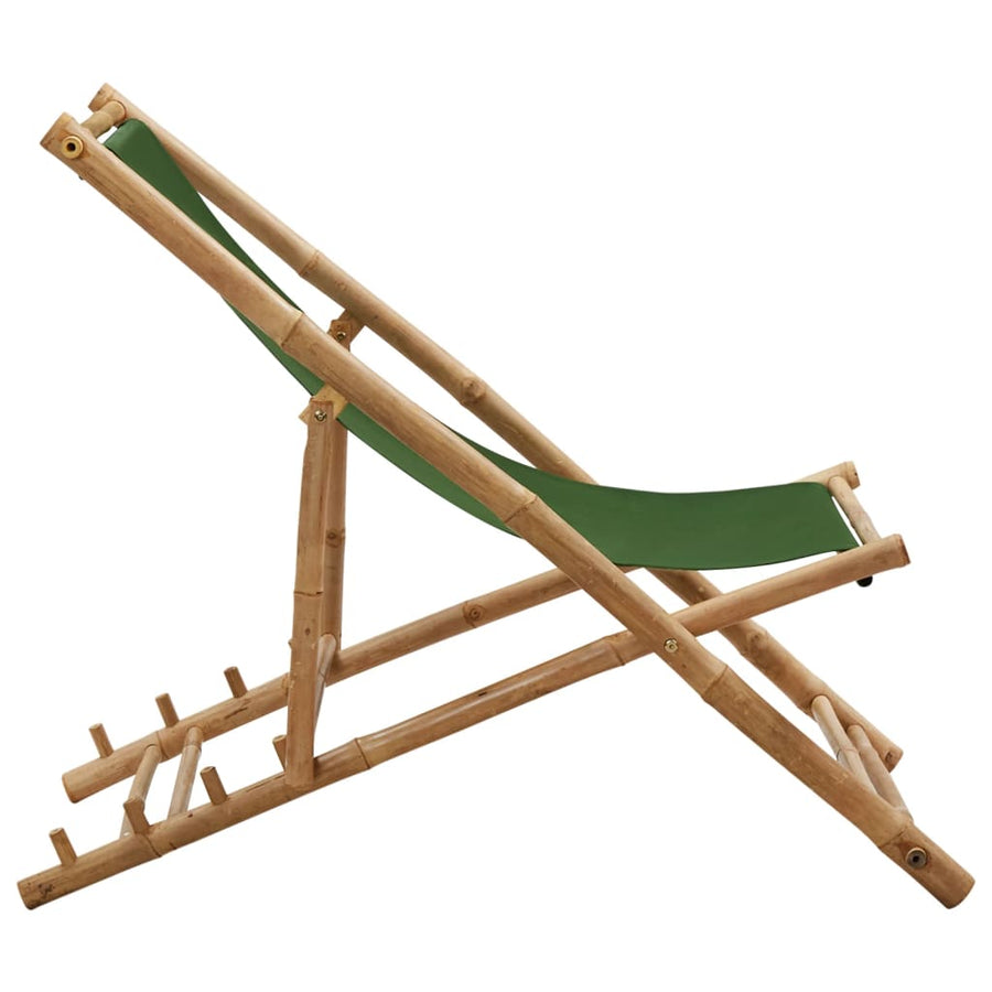 Ligstoel Bamboe En Canvas Groen
