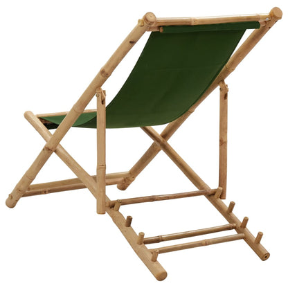 Ligstoel Bamboe En Canvas Groen