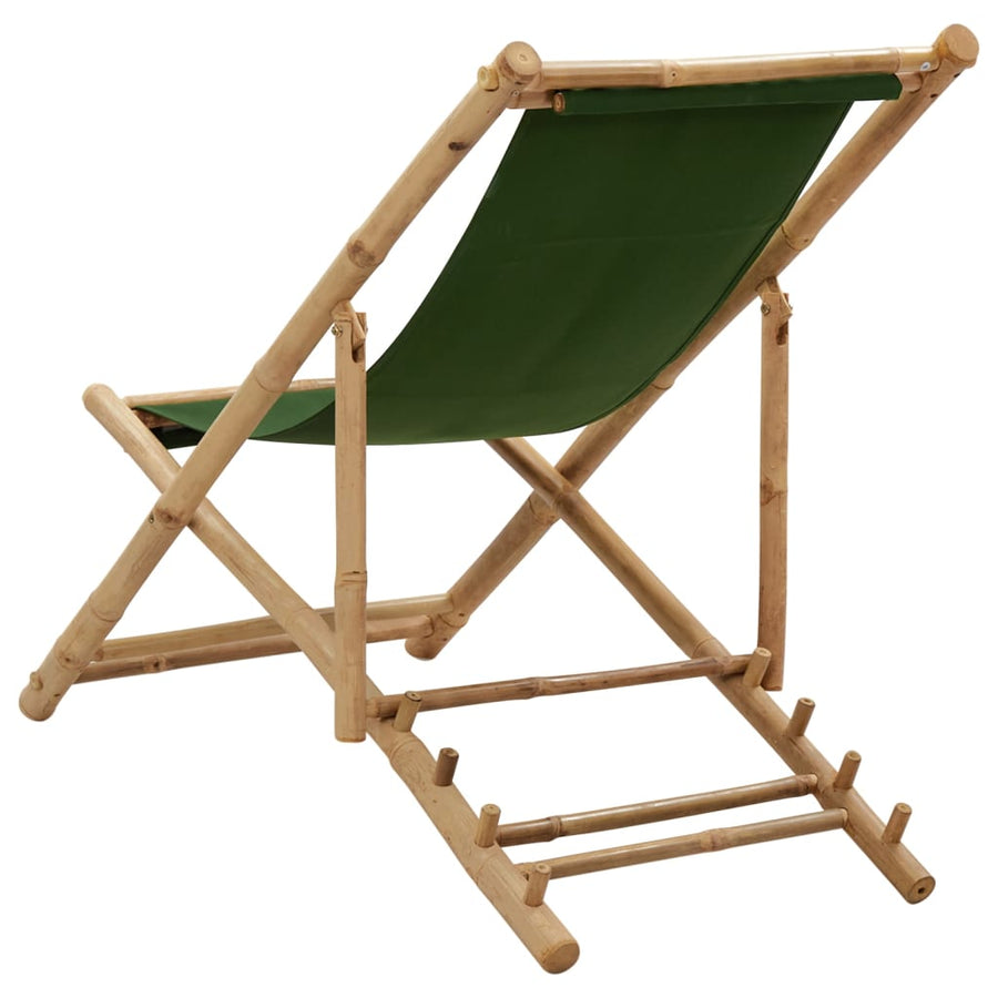 Ligstoel Bamboe En Canvas Groen